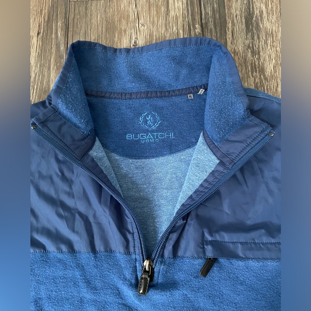 Bugatchi Uomo Blue Quarter Zip Pullover Men’s Xl - image 2